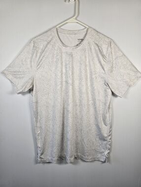 YPB Abercrombie&Fitch White Abstract-Print Men's Short Sleece Crew Neck Shirt M